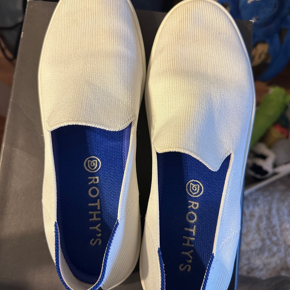 Rothy's Navy and Cream Slip-On Shoes